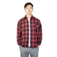 thumbnail image 1 of Men's Button Down Regular Fit Long Sleeve Plaid Casual Shirts 2XL-5XL,Red/Black, 1 of 9