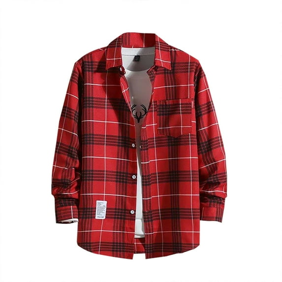 Men's Button Down Regular Fit Long Sleeve Plaid Casual Shirts