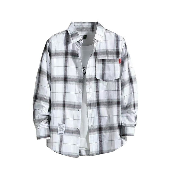 Men's Button Down Regular Fit Long Sleeve Plaid Casual Shirts