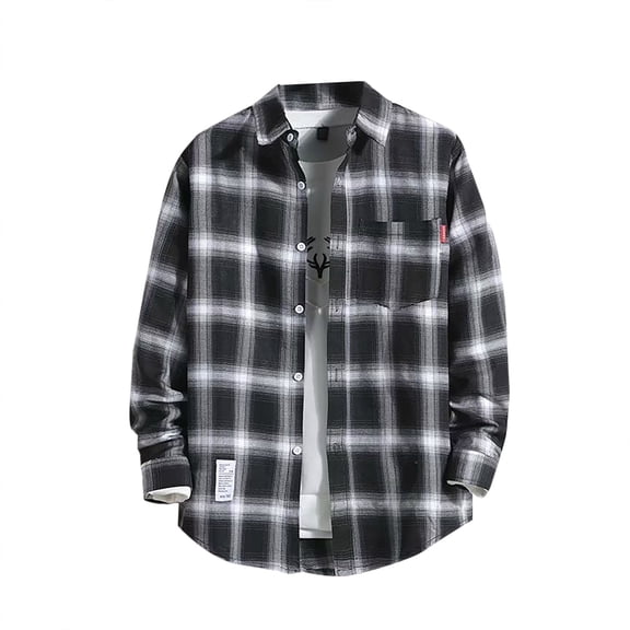 Men's Button Down Regular Fit Long Sleeve Plaid Casual Shirts