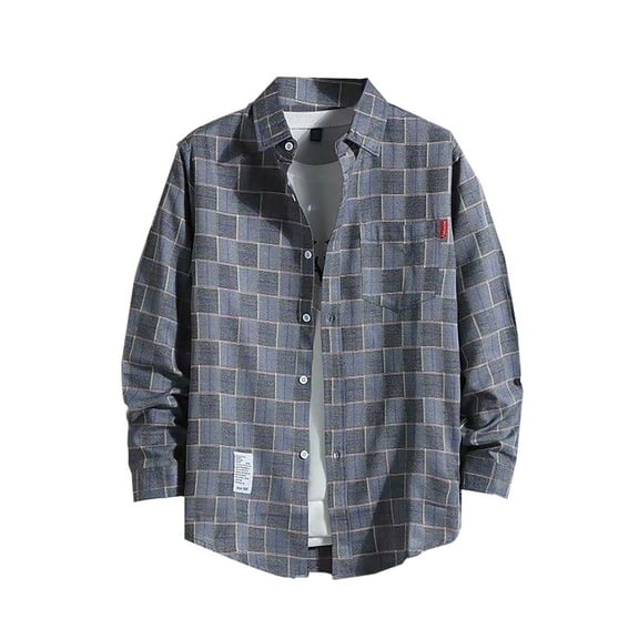 Men's Button Down Regular Fit Long Sleeve Plaid Casual Shirts