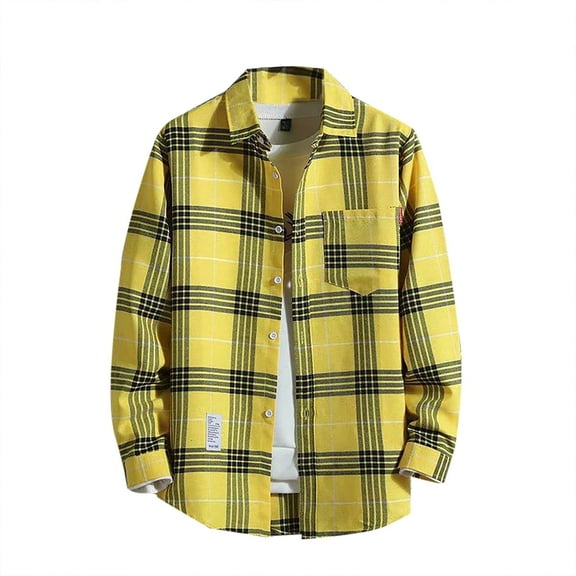 Men's Button Down Regular Fit Long Sleeve Plaid Casual Shirts