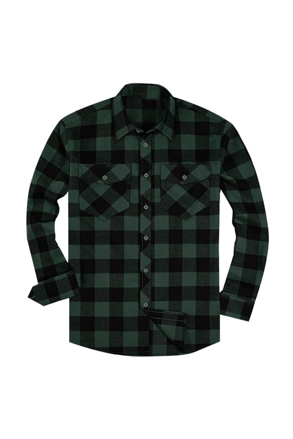 Men's Button Down Regular Fit Long Sleeve Plaid Flannel Casual Shirts