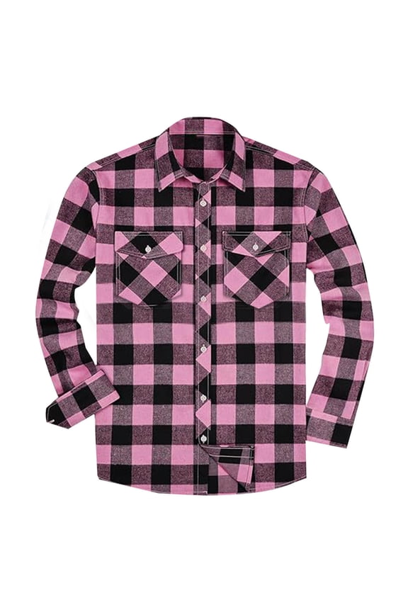 Men's Button Down Regular Fit Long Sleeve Plaid Flannel Casual Shirts