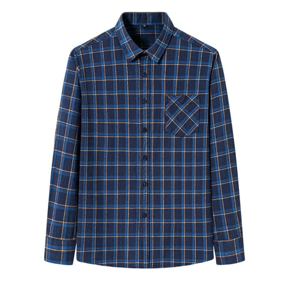 Men's Button Down Regular Fit Long Sleeve Plaid Flannel Casual Shirts