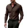 thumbnail image 1 of Men's Button-Down Shirt for Businessmen and Office Workers Slim-Fit Business-Casual Top Long-Sleeve Turn-Down Collar Apparel Available Professional Wear Classic Design Office Attire, 1 of 4