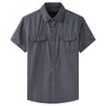 thumbnail image 1 of Men's Button-Down Shirt Cotton Short Sleeve Shirt Summer Cargo Shirts, 1 of 3