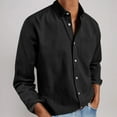 thumbnail image 1 of Men's Button Down Shirt Cotton Texture Wrinkle Free Shirts Long Sleeve Shirt Black XXXXL, 1 of 6