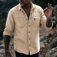thumbnail image 1 of Men's Button Down Shirts Black Big and Tall Long Sleeve Solid Turndown Collar Casual Button Front Zipper Blouse, 1 of 6