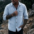 thumbnail image 1 of Men's Button Down Shirts Black Big and Tall Long Sleeve Solid Turndown Collar Casual Button Front Zipper Blouse, 1 of 5