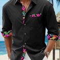 thumbnail image 1 of Men's Button Down Shirts Long Sleeve Casual Shirts Summer Beach Shirts Vacation Wedding Shirts with Pocket Black XL, 1 of 5