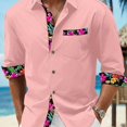 thumbnail image 1 of Men's Button Down Shirts Long Sleeve Casual Shirts Summer Beach Shirts Vacation Wedding Shirts with Pocket Pink L, 1 of 5