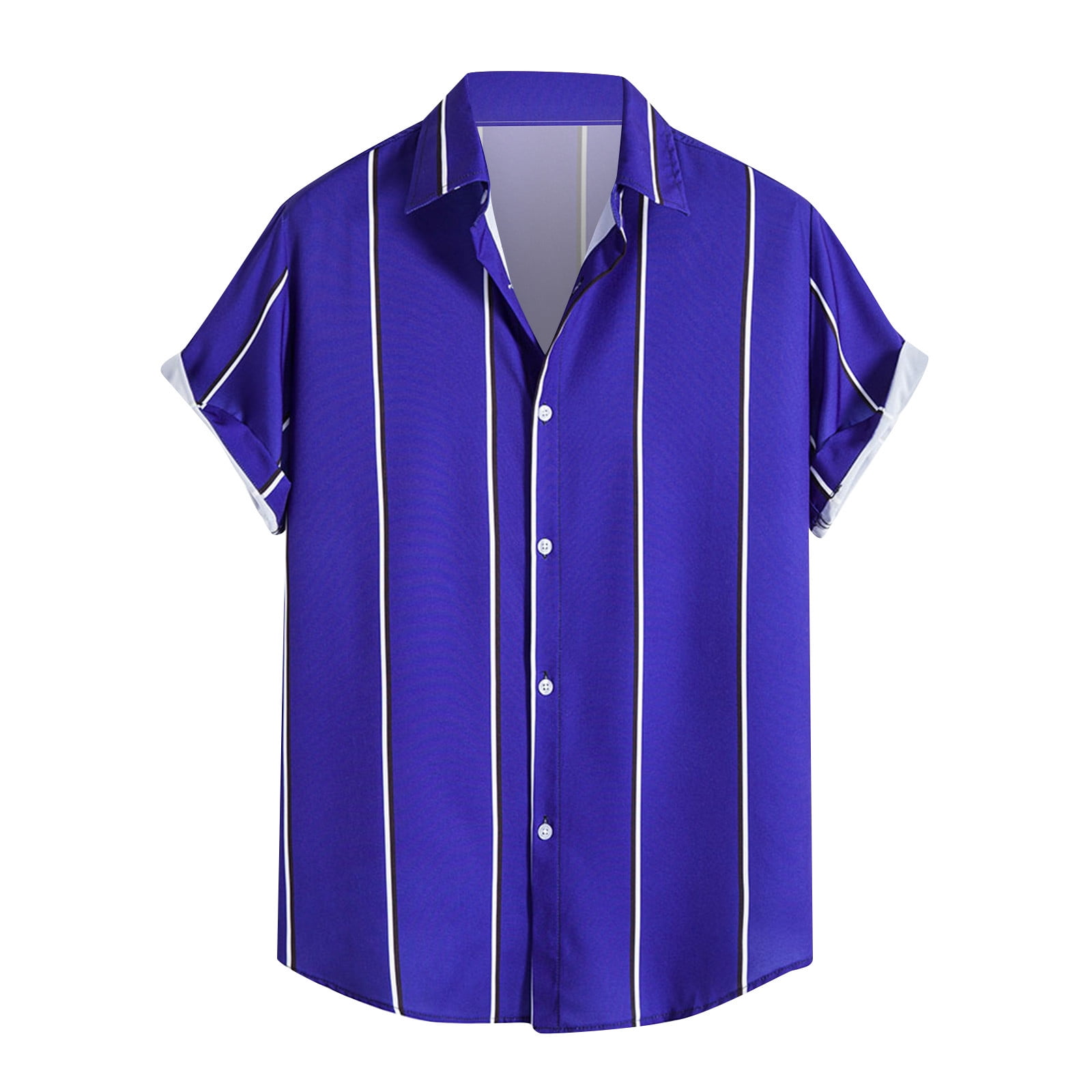 Men's Button-Down Shirts Printed Turndown Single-breasted Buttons Blouse Summer Beach Short Sleeve Shirts for Men