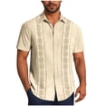 thumbnail image 1 of Men's Button Down Shirts Short Sleeve Casual Lapel Summer Print T Shirt Stretch Lightweight Loose Trendy Beach Blouse Top, 1 of 5
