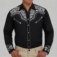 thumbnail image 1 of Men's Button Down Shirts Solid Color Collar Western Cowboy Shirts Embroidered Shirts Slim Fit With Pockets Fall Shirts for 2025, 1 of 4
