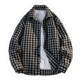 thumbnail image 1 of Men's Button Down Shirts Striped Checkered Long-sleeve Turndown Collar Blouse Casual Loose Fit Lightweight Coat, 1 of 7