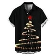 thumbnail image 1 of Men's Button Down Shirts Xmas Tree Print Christmas Clothes Short Sleeve Collared Blouse Tops for Men Big and Tall (2XL, Black), 1 of 5