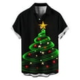 thumbnail image 1 of Men's Button Down Shirts Xmas Tree Print Christmas Clothes Short Sleeve Collared Blouse Tops for Men Big and Tall (L, Green), 1 of 5