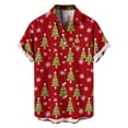 thumbnail image 1 of Men's Button Down Shirts Xmas Tree Print Christmas Clothes Short Sleeve Collared Blouse Tops for Men Big and Tall (XL, Red), 1 of 5