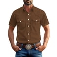 thumbnail image 1 of Men's Button Down Short Sleeve Tee with Pockets, L, 1 of 6