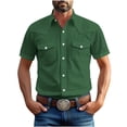 thumbnail image 1 of Men's Button Down Short Sleeve Tee with Pockets, XL, 1 of 6