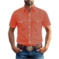 thumbnail image 1 of Men's Button Down Short Sleeve Tee with Pockets, XL, 1 of 6