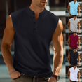 thumbnail image 1 of Men’s Button Down Solid Color Summer Tank Top Sleeveless Wide Shoulder Slim Fit, 1 of 5