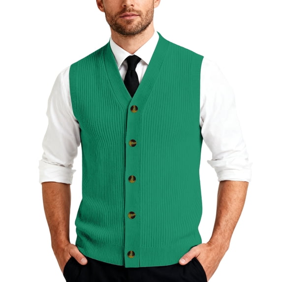 Men’s Button Down Sweater Vest Lightweight Knitted Plain V-Neck Sleeveless Cardigans
