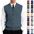 thumbnail image 1 of Men's Button Down Sweater Vest Lightweight Ribbed Knitted V-Neck Sleeveless Cardigans Knitwear, #01 Navy, XL, 1 of 7