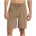 thumbnail image 1 of Men's Button Fly Pajama Shorts Casual Elastic Waist Drawstring Lightweight Summer Beach Shorts Loungewear, 1 of 7