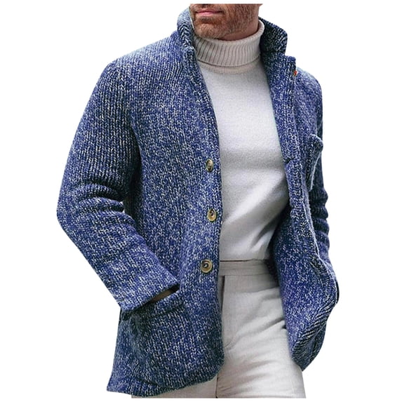 Men's Button Front Knit Jacket Long Sleeve Casual Outerwear Sweater Cardigan