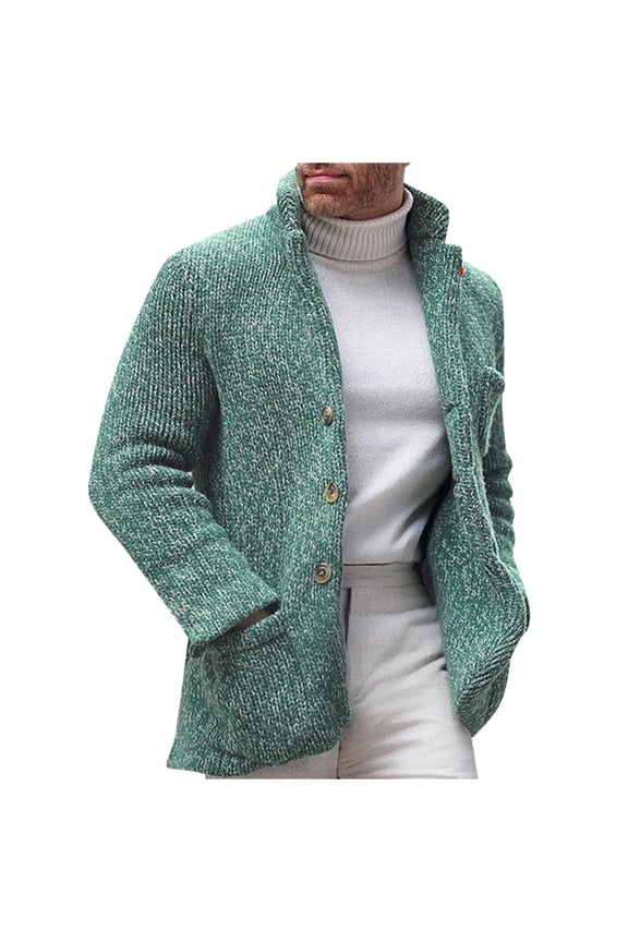 Men's Button Front Knit Jacket Long Sleeve Casual Outerwear Sweater Cardigan