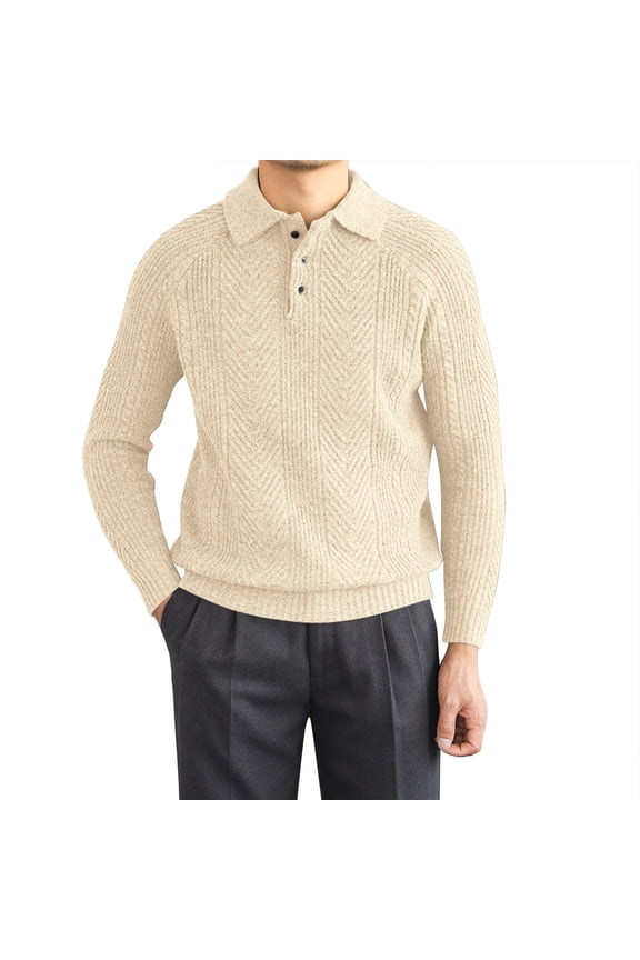 Men's Button Henley Knit Sweater Long Sleeve Casual Textured Pullover Top