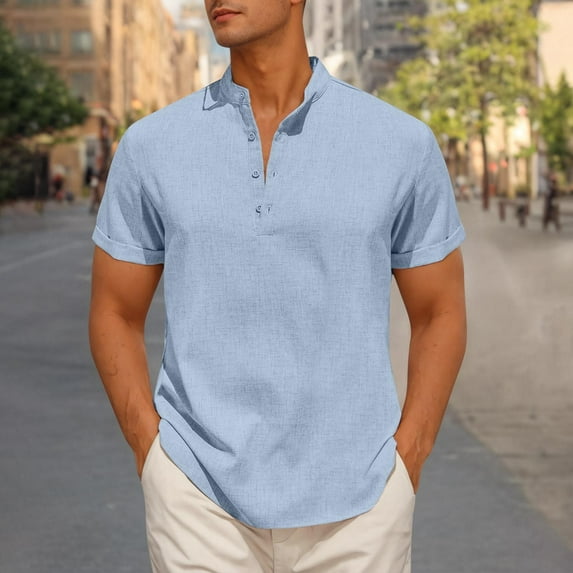 Men's Button Henley Shirts Shirt for Men Mens Tall T Shirts T Shirt Customizable Men Shirt Men's Henley Short Sleeve T-Shirts