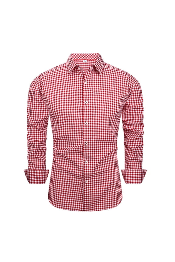 Men's Button Down Shirts Long Sleeve, Checked Long Sleeve Moisture Wicking Long Sleeve Shirt, UV Protection & Stretch for the Course & Clubhouse | Button Down Shirts