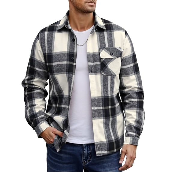 Men's Button Down Shirts Long Sleeve, Checked Long Sleeve Vintage Inspired Long Sleeve Top,Smart Casual & Preppy Style | Mens Button Down Shirts Long Sleeve