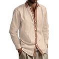 thumbnail image 1 of Men's Button Shirts,Solid Color Collar Long Sleeve Shirt,Cotton Blend for a Preppy or Smart Casual Vintage Look | Men's Button Shirts, 1 of 9