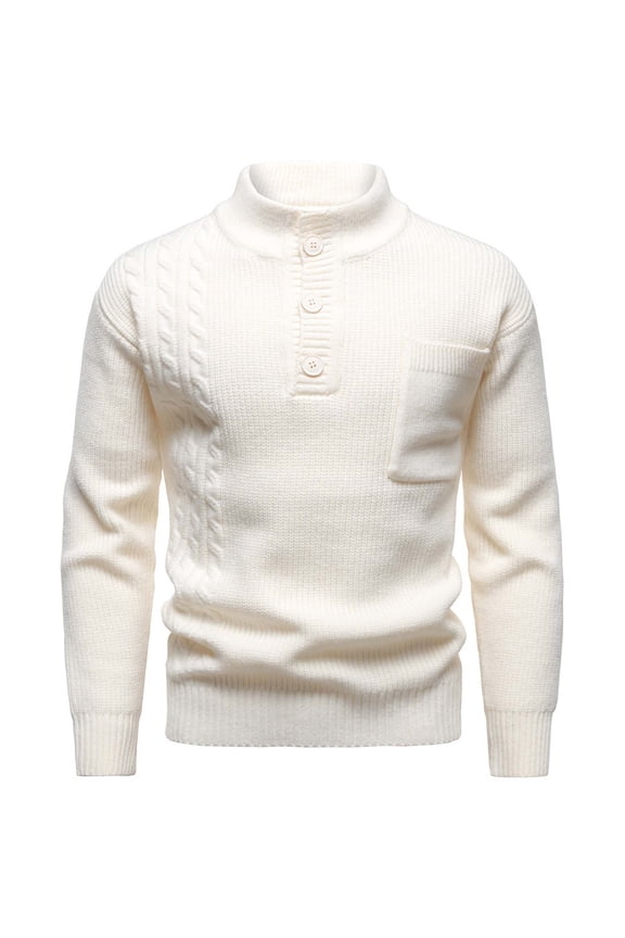 Men's Button Turtleneck Casual Pullover Sweaters Thermal Slim fit Ribbed Tops Lightweight Basic Clothes