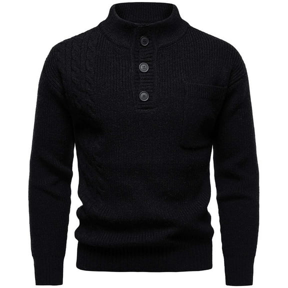 Men's Button Turtleneck Casual Pullover Sweaters Thermal Slim fit Ribbed Tops Lightweight Basic Clothes