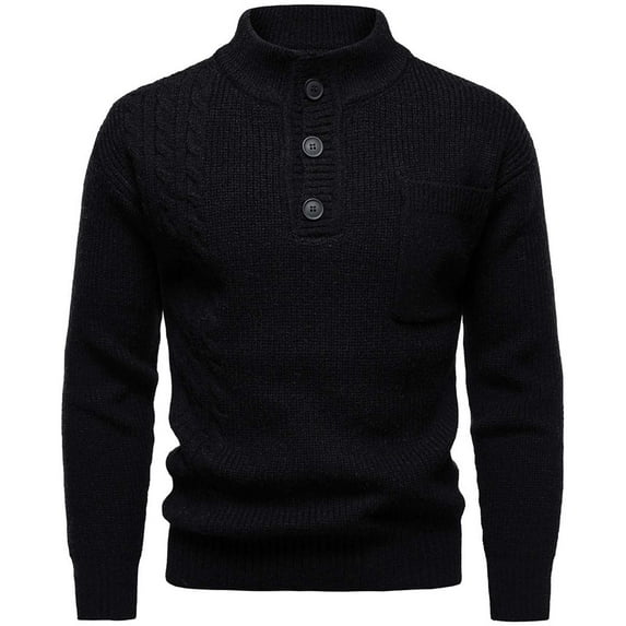 Men's Button Turtleneck Casual Pullover Sweaters Thermal Slim fit Ribbed Tops Lightweight Basic Clothes