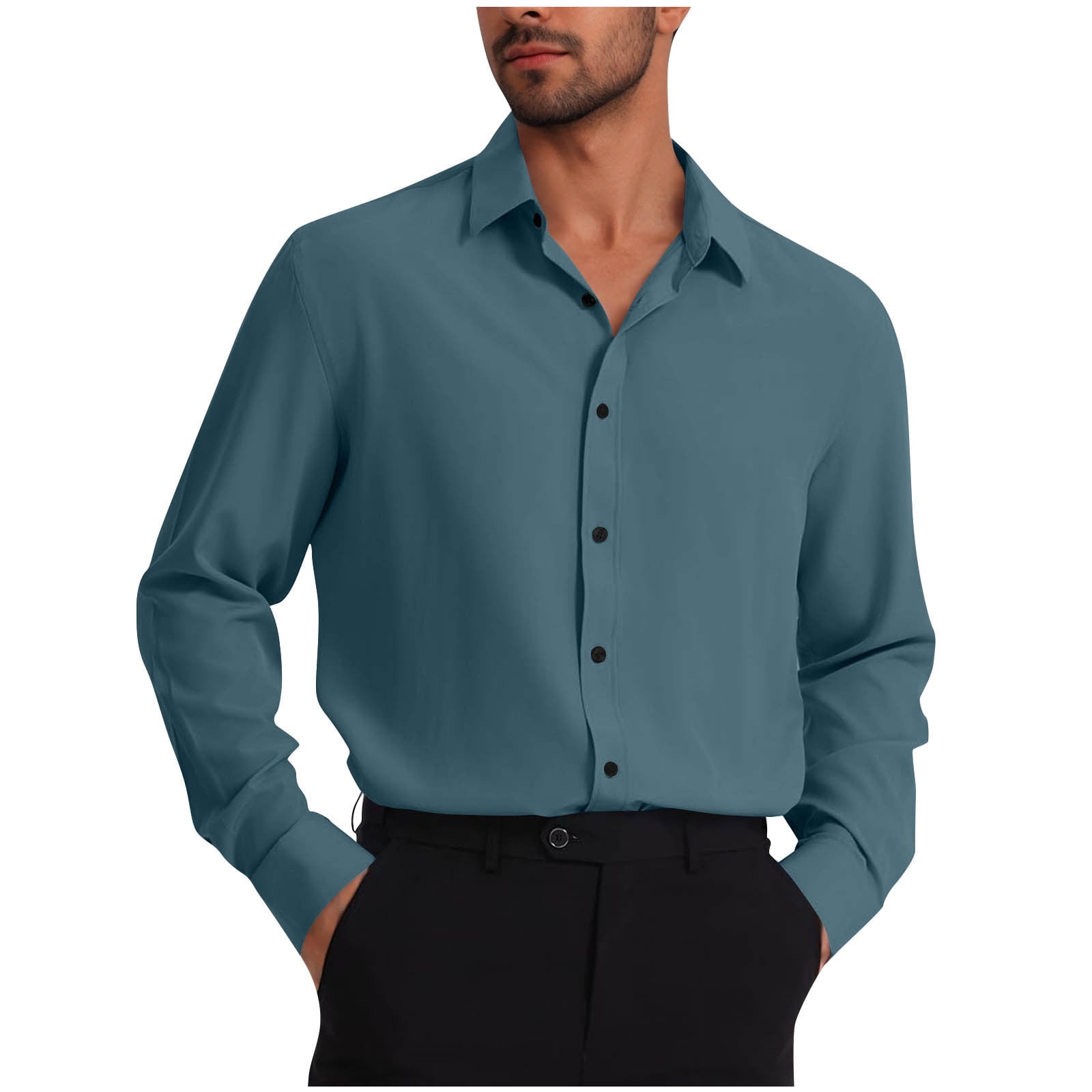 wrinkle free dress shirts Ash & Erie Blue Oxford Wrinkle-Free Button-Down Shirt for Short Men Blue Oxford / XL / Slim main image 0