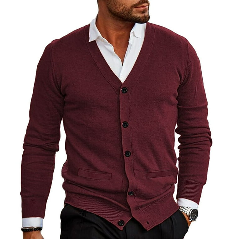 Men's Solid Color Casual Knit Cardigan Men's Solid Color Casual Knit Cardigan