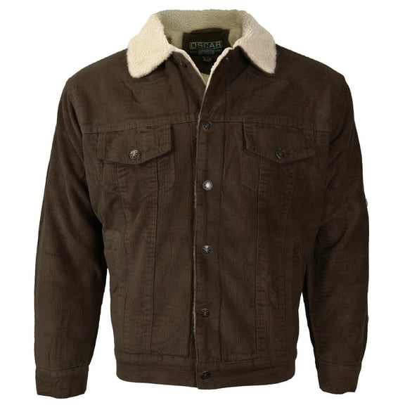 Men's Button Up Lined Corduroy Trucker Jacket (Dark Brown,XL)