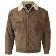 thumbnail image 1 of Men's Button Up Lined Corduroy Trucker Jacket (Khaki,S), 1 of 3
