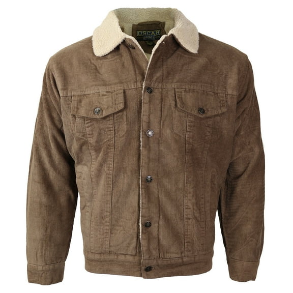 Men's Button Up Lined Corduroy Trucker Jacket (Khaki,XL)