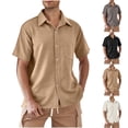 thumbnail image 1 of Men's Button Up Shirt Cotton Quick Dry Casual Solid Color Short Sleeve Relaxed Fit Office Daily Vacation | Zenithor,Gray S, 1 of 9