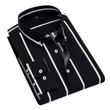 Men's Button-Up Shirts Loose Denim Cotton Stripe Shirt Long Sleeved Spring Fall Shirts
