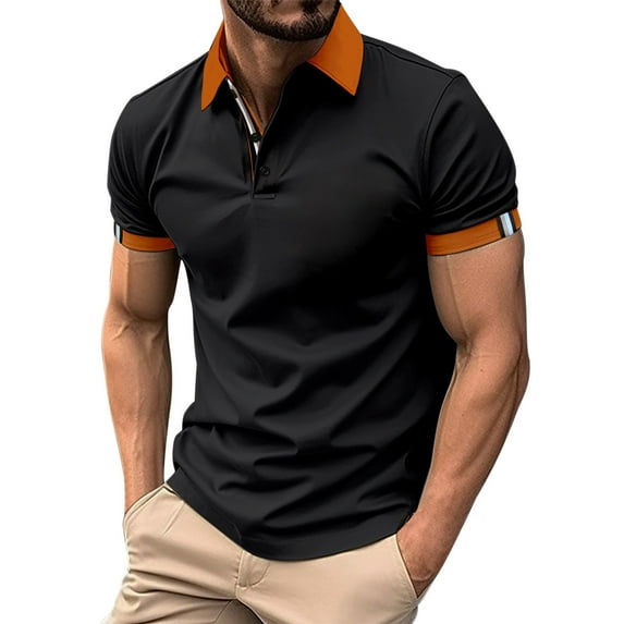 Men's Button Up Turn Down Lapel Short Sleeve Shirt - Solid Color Sports Shirt S-XXXL