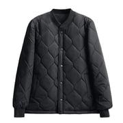 Mens Button Up Winter Coats Casual Long Sleeved Outwear Jackets Baseball Collar Tops Quilted Puffer Jacket Dark Blue 2XL