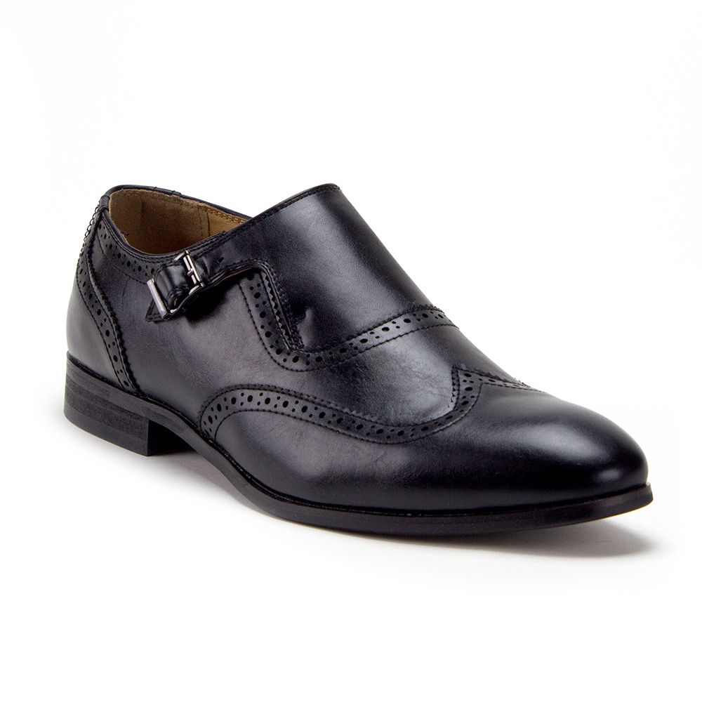 Men's C-360 Single Monk-Strap Wing Tip Dress Loafer Shoes, Black, 10 - image 1 of 4
